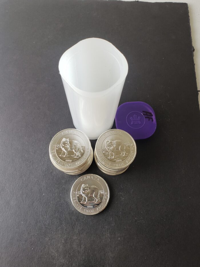 Tube of 15 2014 Canada $8 1.5oz Silver Arctic Fox Coins at $1/oz Over Spot