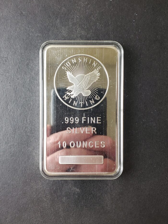Sunshine Minting 10oz Silver Eagle Bar at 50c/oz Over Spot
