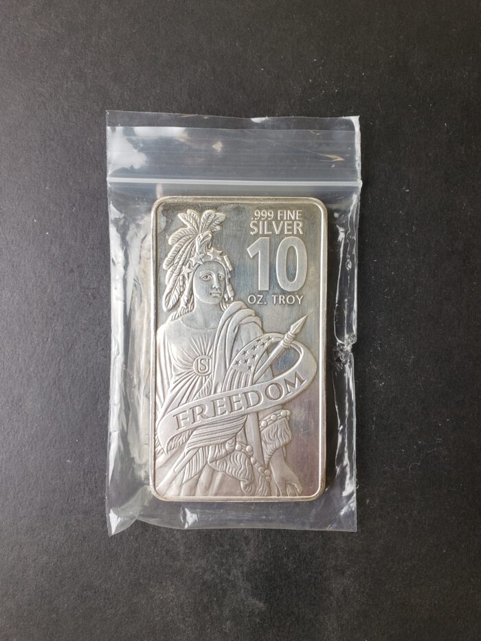 10oz Silver Freedom Bar at $1/oz Over Spot