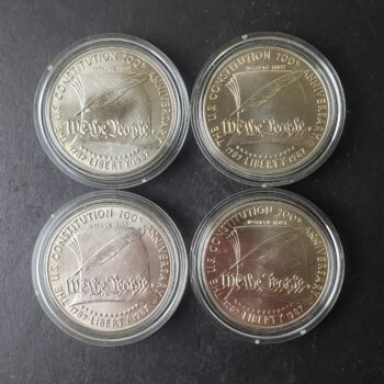 Lot of Four 1987 P $1 Constitution Silver Dollars at Melt