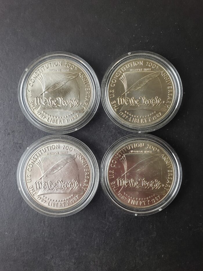 Lot of Four 1987 P $1 Constitution Silver Dollars at Melt