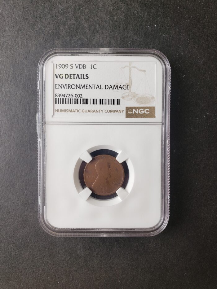 1909 S V.D.B. 1c Lincoln Wheat Cent NGC VG Details Environmental Damage