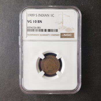1909 S 1c Indian Head Cent NGC VG10 BN