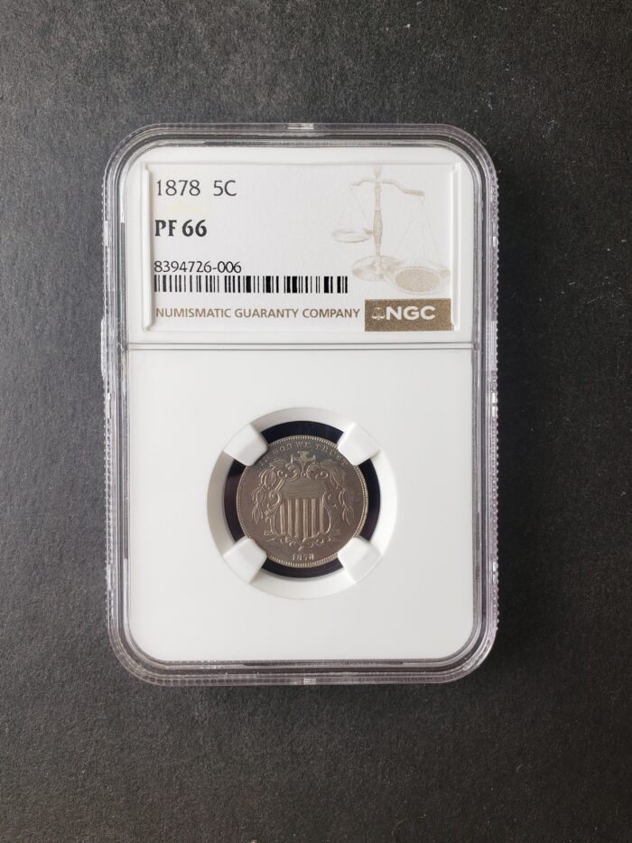 1878 Proof 5c Shield Nickel NGC PF66