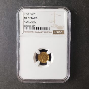 1853 O $1 Liberty Head Gold Dollar NGC AU Details Damaged