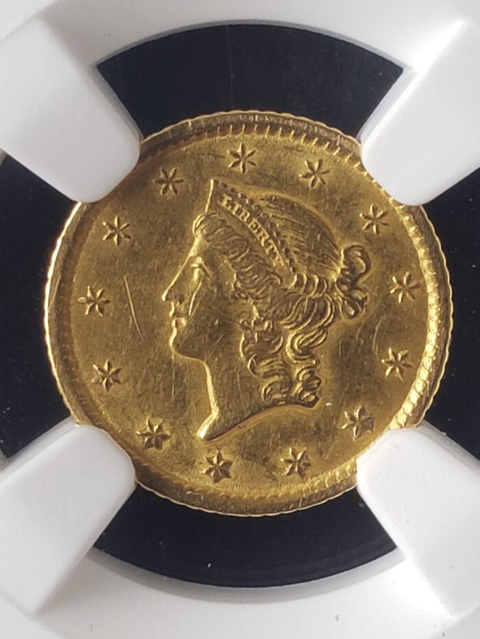 1853 O $1 Liberty Head Gold Dollar NGC AU Details Damaged - Image 2