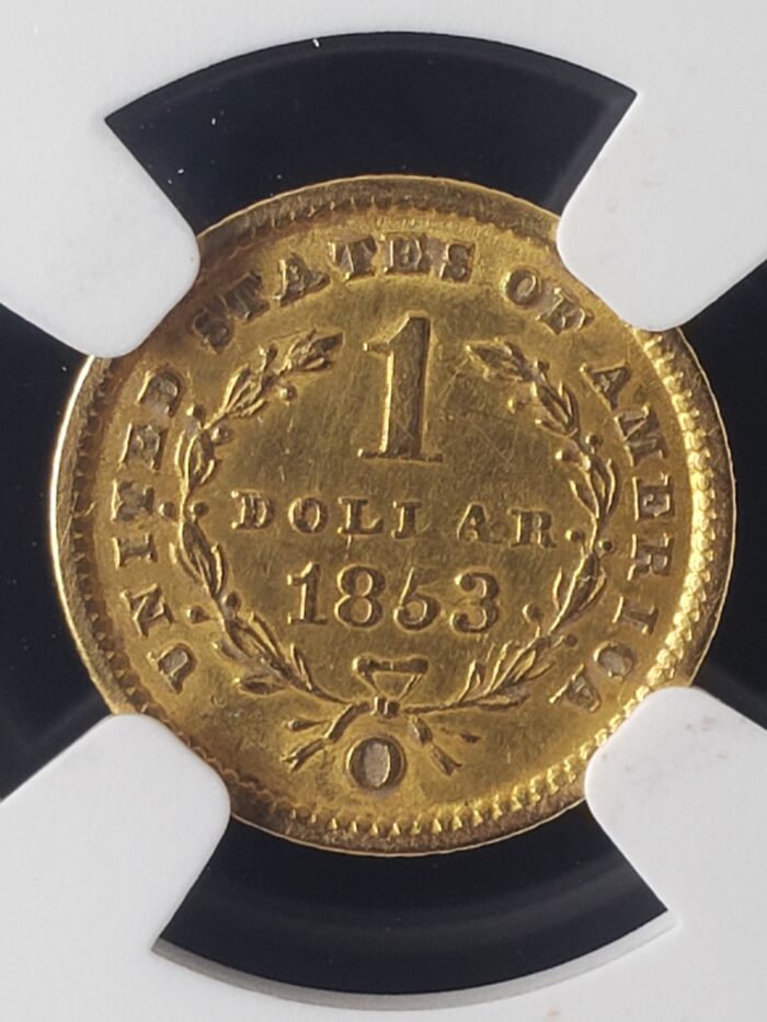 1853 O $1 Liberty Head Gold Dollar NGC AU Details Damaged - Image 3