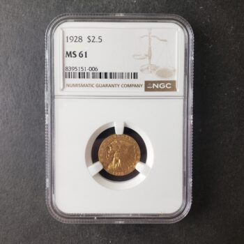 1928 $2.50 Incuse Indian Gold Quarter Eagle NGC MS61