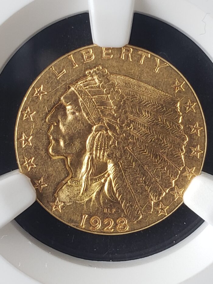 1928 $2.50 Incuse Indian Gold Quarter Eagle NGC MS61 - Image 2