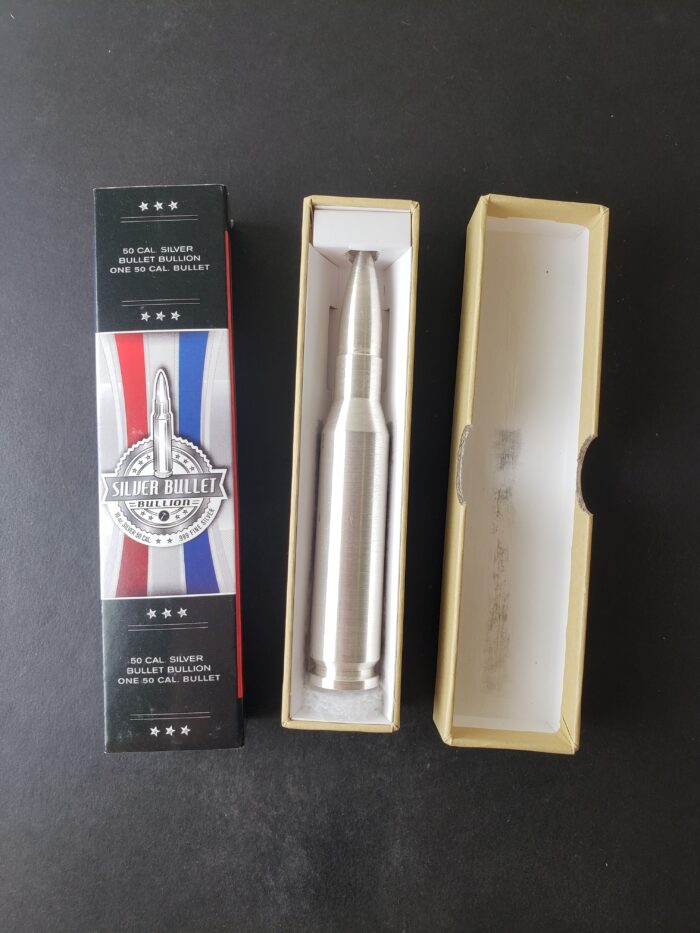 Silver Bullet Bullion 10oz Silver 50 Cal Bullet Piece
