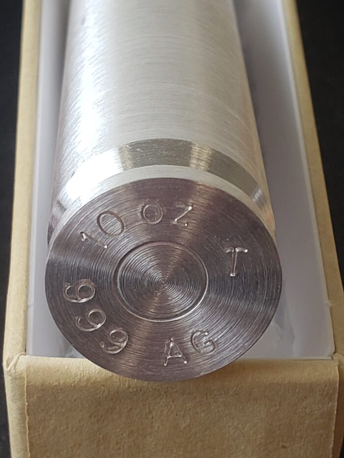 Silver Bullet Bullion 10oz Silver 50 Cal Bullet Piece - Image 2