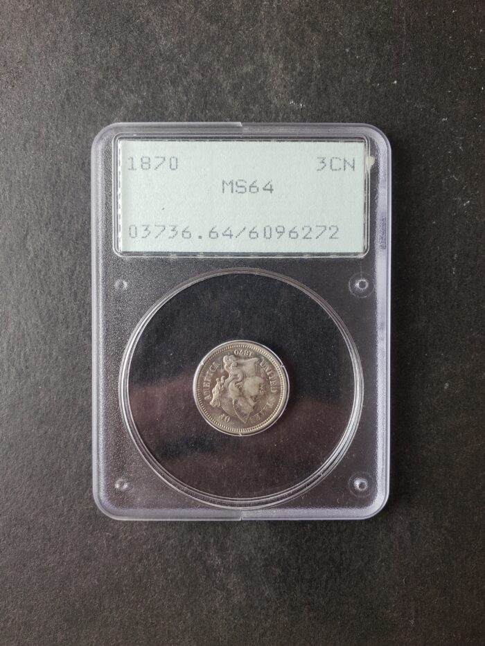 1870 3c Three-Cent Nickel Piece PCGS MS64