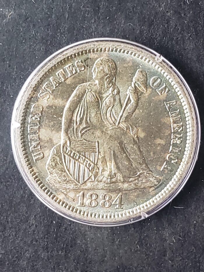 1884 10c Seated Liberty Silver Dime PCGS MS64