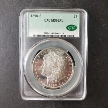 1890 S $1 Morgan Silver Dollar CAC MS62 PL