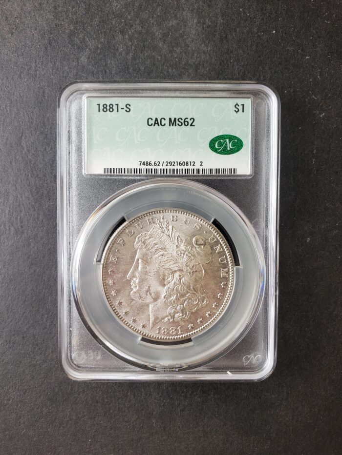 1881 S $1 Morgan Silver Dollar CAC MS62