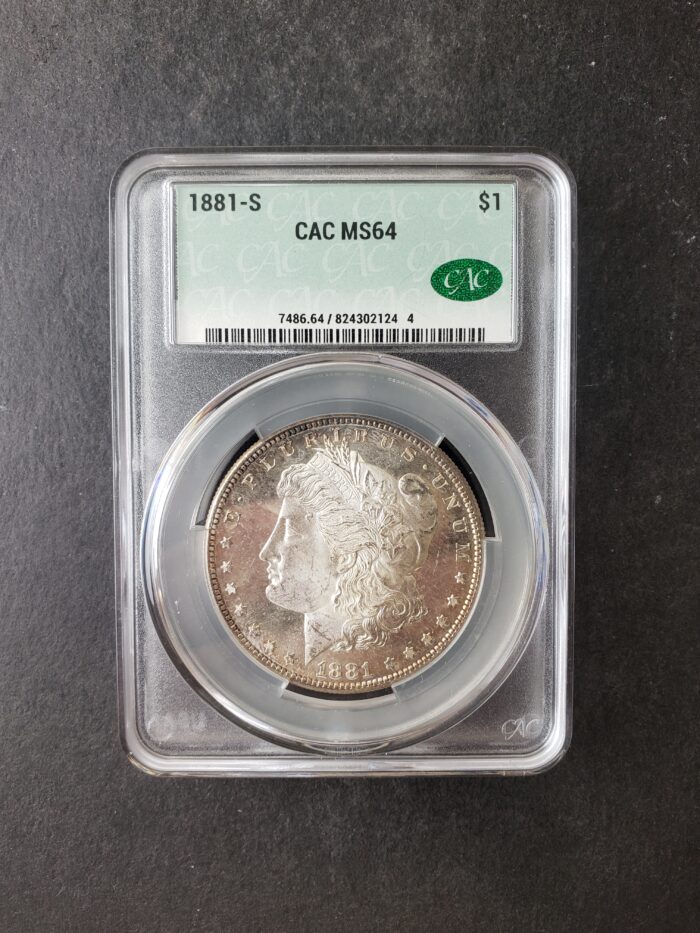 1881 S $1 Morgan Silver Dollar CAC MS64