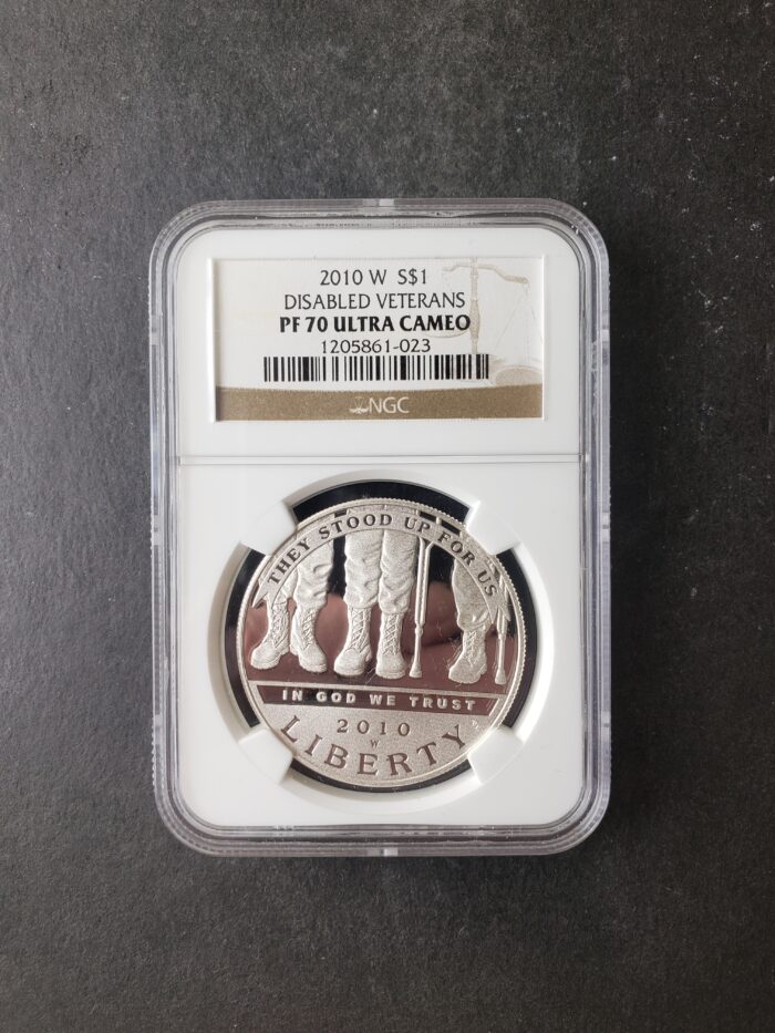 2010 W Proof $1 Disabled Veterans Silver Dollar NGC PF70 Ultra Cameo