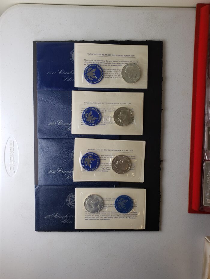 1971, 1972, 1973, and 1974 UNC $1 Eisenhower 40% Silver Dollars at Melt
