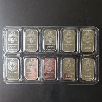 Lot of 10 Scottsdale 1oz Silver Bars in Plastic at Spot
