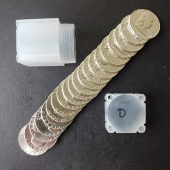 Tube of 20 1963 D 50c Franklin Silver Half Dollars
