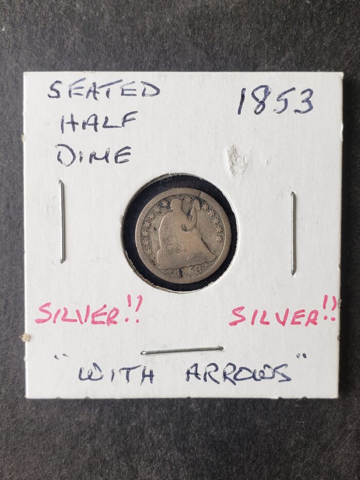 1853 5c Seated Liberty Silver Half Dime